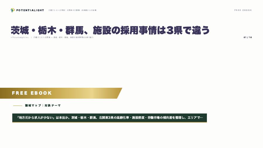 茨城・栃木・群馬、施設の採用事情は3県で違う eBook表紙
